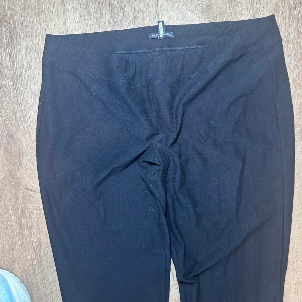 Eileen Fisher Women Pants Slim Ankle Stretch Viscose Jersey Black L